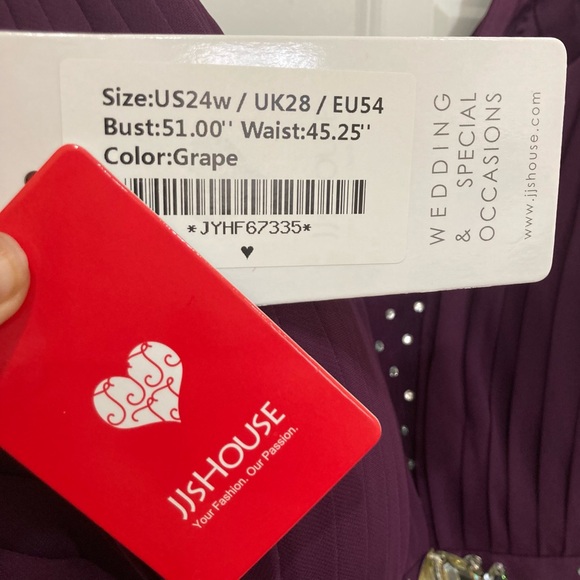 JJ’s House NWT Sz 24 JYHF67335 Grape (Dark Purple) & jeweled bodice / straps - Picture 13 of 16